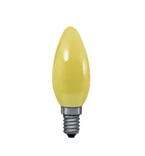 40222 Лампа свеча, желтая, E14, 35мм 25W Candle bulbs for use with chandeliers, ceiling and wall lamps. 402.22 Paulmann