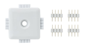 70282 Коннектор YourLED X-Connector Ws 4-way branching for all YourLED LED strips in the smallest of spaces. Can be fastened using centre point screw or adhesive pad. 702.82 Paulmann