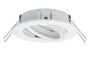 93643 With their modern design, Nova recessed spotlights blend in with all styles of furnishing. Choose the socket and lamp yourself. The lamps can easily be fixed using a clamp in the inside of the mounting ring - snap rings are thus not required. 936.43 Paulmann