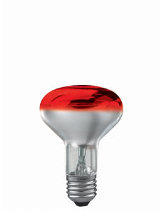 Light bulb, reflector R80, 60 W E27, red 230 V
