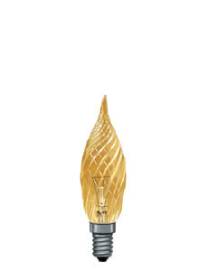 56547 Лампа свеча Роял закрученная, E14, 34мм 40W Royal A truly royal light bulb. Combines romantic stylistic devices with modern technology. The twisted surface structure refracts the light and sparkles like a sea of candle light in a royal ballroom. 565.47 Paulmann