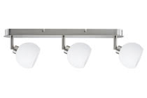 60148 Spotlights Wolbi Balken 3x40W GZ10 Eisen geb./Wei? 230V Metall/Glas The 3-lamp -Wolbi- spotlight features proven 230В volt halogen technology combined with an attractive design. The product includes a lamp, reflector lamp Halo+ Maxiflood (80044), on delivery and is suitable for wall and ceiling mounting. The generous light distribution is ideally suited to general purpose room illumination. 601.48 Paulmann
