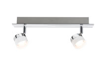 60245 Св-к Balken 2x3W Weiss Chrom The 2-lamp -Stage- spotlight sets new benchmarks in energy-efficiency under the maxim of -tomorrow"s technology today-. The product includes a permanently installed lamp on delivery and is suitable for wall and ceiling mounting. The gently targeted diffusion of light ensures pleasant room illumination and enables you to set lighting accents. 602.45 Paulmann