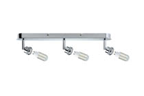 60308 SL Deco LED Balken 3x3W GZ10 Chr The 3-lamp LED spotlight from the -DecoSystems- range lacks nothing except a DecoSystems lampshade of your choice, to provide the perfect decorative touch. This enables you to create a completely individual product. The product includes a lamp (28224) on delivery and is suitable for wall and ceiling mounting. The generous light distribution is ideally suited to general purpose room illumination. 603.08 Paulmann
