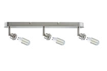 60312 SL Deco LED Balken 3x3W GZ10 Eis-g The 3-lamp LED spotlight from the -DecoSystems- range lacks nothing except a DecoSystems lampshade of your choice, to provide the perfect decorative touch. This enables you to create a completely individual product. The product includes a lamp (28224) on delivery and is suitable for wall and ceiling mounting. The generous light distribution is ideally suited to general purpose room illumination. 603.12 Paulmann