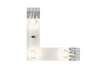70205 Угловой элемент LED 90 -Connector 3x0,24W Set Warmwei? 12V DC Wei? Kunststoff Coated YourLED LED connecting corner piece in warm white light colour for decorative room illumination and practical use. Easy installation thanks to adhesive backing and plug-in system. Optional splash protection via accessories. 702.05 Paulmann