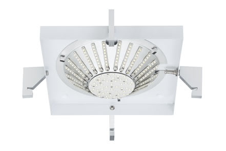 DS ceiling lamp basic square 4,8/12 W, Brushed aluminium, white, metal