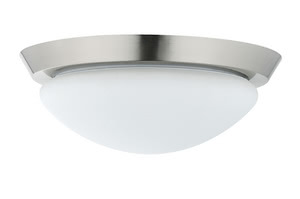 Ixa ceiling lamp IP44 max. 60 W, brushed iron, opal, metal, glass