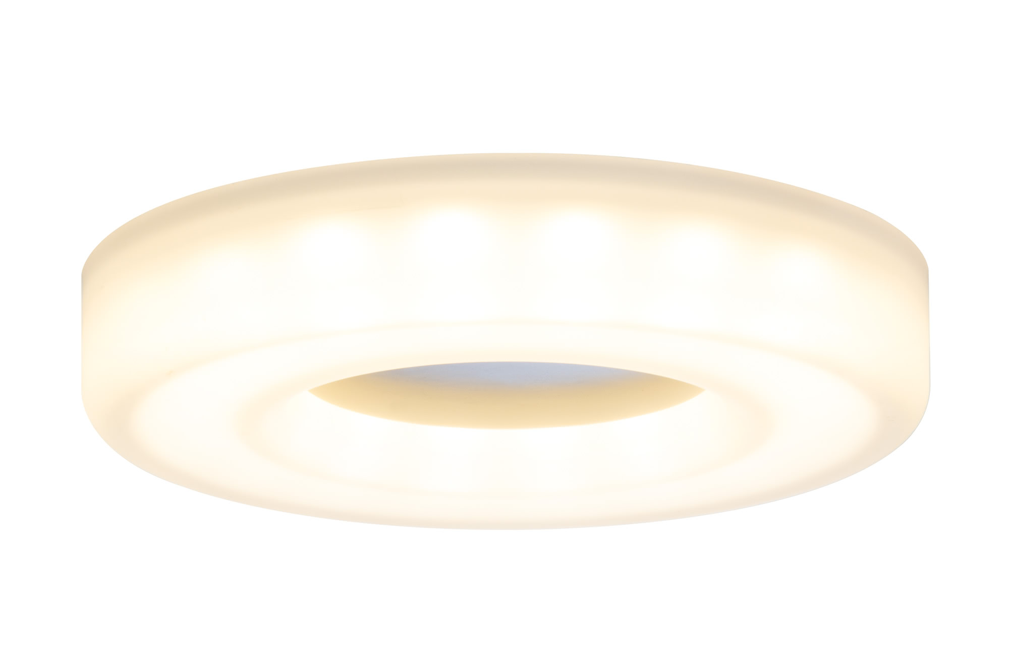 92704 Prem. EBL Set Bagel rund LED 3x6W Sat/Al Elegant material вЂ“ high-quality finish. The LED recessed luminaires in the Premium Line offer efficient but homelike warm white LED light and meet the most stringent standards for material quality and design. The recessed lamp means that the light it emits is free of glare despite its excellent light output. 927.04 Paulmann