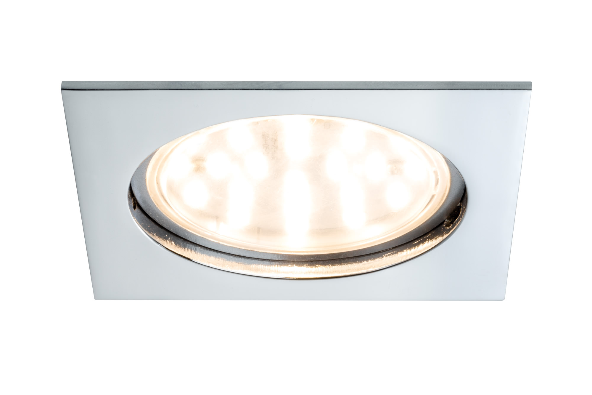 Recessed luminaire LED Coin clear rectangular 14W chrome 1-piece set, dimmable