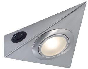 93503 Светильник M?bel ABL Set 3eck LED 3x5W E-Stahl The perfect under-cabinet or display case luminaire вЂ“ all the triangular under-cabinet luminaires in the Micro Line need for installation is a smooth surface. Cables disappear behind the hanging box, which puts them completely out of view. The stainless steel surface is very tough and the LED modules give plenty of light for relaxed working. 935.03 Paulmann