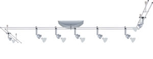 94034 Светильник RS DecoSystems Basis 7x20W GU5,3 Chr-m The 7-lamp halogen rail system -DecoSystems- is delivered without lamp shades for the spots, meaning the lamp shades must be ordered separately. This is how you can create your very own personal lighting system. With a total output of 140В watt, the system is ideally suited for medium-sized rooms. The system is suitable for wall and ceiling mounting. 940.34 Paulmann