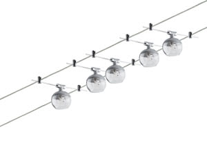 94065 Светильник струнный Ball 5x20W GU4 The 5-lamp halogen cable system -Globe- is suitable for medium-sized rooms with a total output of 100В watt. The system is suitable for wall and ceiling mounting and is an 
