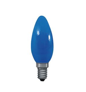 40224 Лампа свеча, синяя, E14, 35мм 25W Candle bulbs for use with chandeliers, ceiling and wall lamps. 402.24 Paulmann