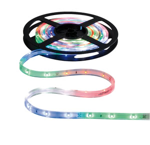 70416 FN Happy Color Stripe Set 3m IP64 7,2W w WaterLED Strip sets are coated on all sides and ideal for use outdoors. Multicolour illuminates in rainbow colours like well-known sets of lights. The strips are waterproof during temporary immersion (IP67). An extension cable protected against immersion in water can be coupled between the line adapter (IP64) and strip. 704.16 Paulmann