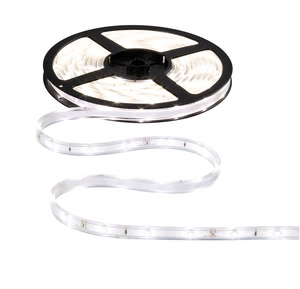 70418 FN Stripe Set neutralws 5m IP67 12W ws WaterLED Strip sets are coated on all sides and ideal for use outdoors. Neutral white light for strikingly bright outdoor lighting. The strips are waterproof during temporary immersion (IP67). An extension cable protected against immersion in water can be coupled between the line adapter (IP44) and strip. 704.18 Paulmann