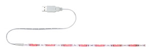 70457 FN USB-Stripe 30cm 2,5W Rot-Wei? Pluggable LED strip for conventional USB ports, e.g. on PC, notebook, laptop, car radio or hi-fi equipment. Backed with adhesive strip, numerous applications are possible. Emitted from the side, the light is glare-free. 704.57 Paulmann