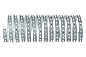 70605 MaxLED strips are so powerful that they can easily be used as room lighting. They are real highlights especially in profiles. Warm white strips provide a cosy and relaxed room and workplace light. The basic set contain a suitable ballast in addition to the strip. Where required, it can be extended with additional strips, connectors and control units with remote control. When planning, please keep in mind the maximum length specified for the basic set, which must not be exceeded. 706.05 Paulmann