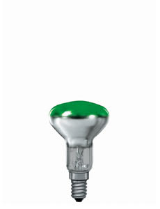 Light bulb, reflector R50, 25 W E14, green 230 V