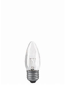 44320 Лампа накаливания 230V 25W Е27 Свеча (D-35mm, H-95mm) прозрачный Candle bulbs for use with chandeliers, ceiling and wall lamps. 443.20 Paulmann