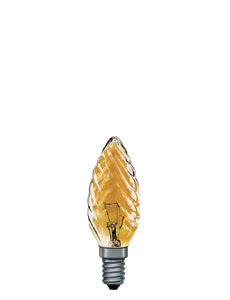 Kerzenlampe gedreht 25W E14 97mm 35mm Gold