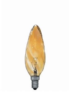 Riesenkerzenlampe gedreht schlank 40W E14 125mm 41mm Gold
