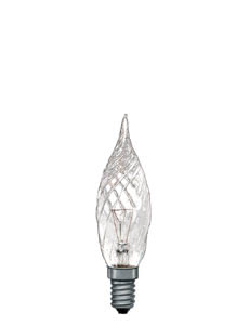 56520 Лампа накаливания 230V 25W E14 Свеча Royal (D-34mm, H-117mm) прозрачный Royal  A truly royal light bulb. Combines romantic stylistic devices with modern technology. The twisted surface structure refracts the light and sparkles like a sea of candle light in a royal ballroom. 565.20 Paulmann
