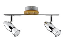 60086 The 2-lamp -Rolim- spotlight combines energy-efficient technology with attractive design. The product includes a lamp, ESL aluminium reflector lamp 8В W GU10 polished chrome (88252), on delivery and is suitable for wall and ceiling mounting. The gently targeted diffusion of light ensures pleasant room illumination and enables you to set lighting accents. 600.86 Paulmann