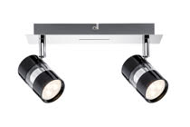 60187 Светильник SL Nevo LED Balken 2x3,5W GU10 Sz/Chr The 2-lamp -Nevo- spotlight sets new benchmarks in energy-efficiency under the maxim of -tomorrow"s technology today-. The product includes an interchangeable lamp on delivery and is suitable for wall and ceiling mounting. The gently targeted diffusion of light ensures pleasant room illumination and enables you to set lighting accents. 601.87 Paulmann