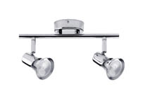 60320 SL Lambda Balken 2x40W GU10 Chr The 2-lamp -Lambda- spotlight features proven 230В volt halogen technology combined with an attractive design. The product includes a lamp, reflector lamp Halo+ Maxiflood (80044), on delivery and is suitable for wall and ceiling mounting. The generous light distribution is ideally suited to general purpose room illumination. 603.20 Paulmann