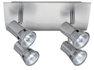 66316 Светильник Тея квадрат, GU10, 4x50W The 4-lamp -Teja- spotlight features proven 230В volt halogen technology combined with an attractive design. The product includes a lamp, halogen Akzent 50В W GU10 230В V 51В mm satin (83642), on delivery and is suitable for wall and ceiling mounting. Thanks to the relatively concentrated light distribution, the product is particularly well-suited to the illumination of pictures and objects. 663.16 Paulmann