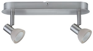 Spotlights Mini Sheela Balken 2x35W GU4 Nickel gebürstet 12V 80VA Metall/Glas