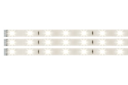 70212 Лента светодиодная LED Stripe Set 3x97cm Warmwei? 3x3,12W 12V DC Wei? Kunststoff Coated YourLED LED strips in a 3-piece set, with warm white light colour for decorative room illumination and practical use. Easy installation thanks to adhesive backing and plug-in system. Optional splash protection via accessories. Please select the required power supply based on the total strip length. 702.12 Paulmann