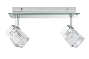 Trabani spotlight IP44 2x25 W, chrome, transparent, metal, glass