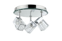 Trabani spotlight IP44 3x20 W, chrome, transparent, metal, glass
