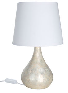 Table lamp, Capiz Drop, mother of pearl, fabric