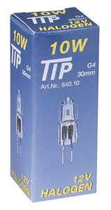 TIP Bi-pin halogène av hélice transversal 10W G4 12V 9mm Clair