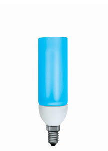 89416 Лампа ESL 230V 9W=50W E14 DecoPipeColor (D-38mm,H-140mm) синий DecoPipe Color  Coloured light, elegantly packed - complete with a good conscience: ESL DecoPipe is an energy-saving lamp designed to look good in all designer lamps. The glass cylinder has a white satin finish, the coloured tube is an ideal combination for creating visual emphasis. 894.16 Paulmann