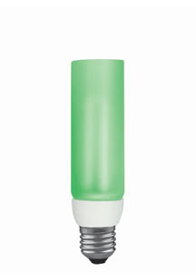 89426 Лампа ESL 230V 11W=60W E27 DecoPipeColor (D-38mm,H-140mm) зеленый DecoPipe Color  Coloured light, elegantly packed - complete with a good conscience: ESL DecoPipe is an energy-saving lamp designed to look good in all designer lamps. The glass cylinder has a white satin finish, the coloured tube is an ideal combination for creating visual emphasis. 894.26 Paulmann