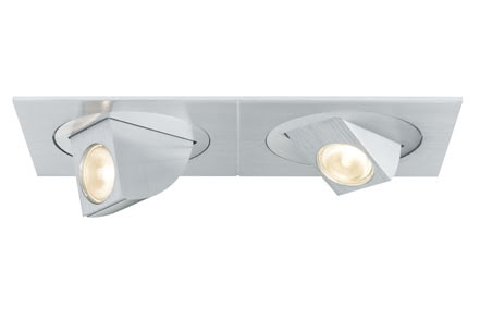Premium Line recessed light set, LED Xara 10W, aluminium brush-finished, tilting