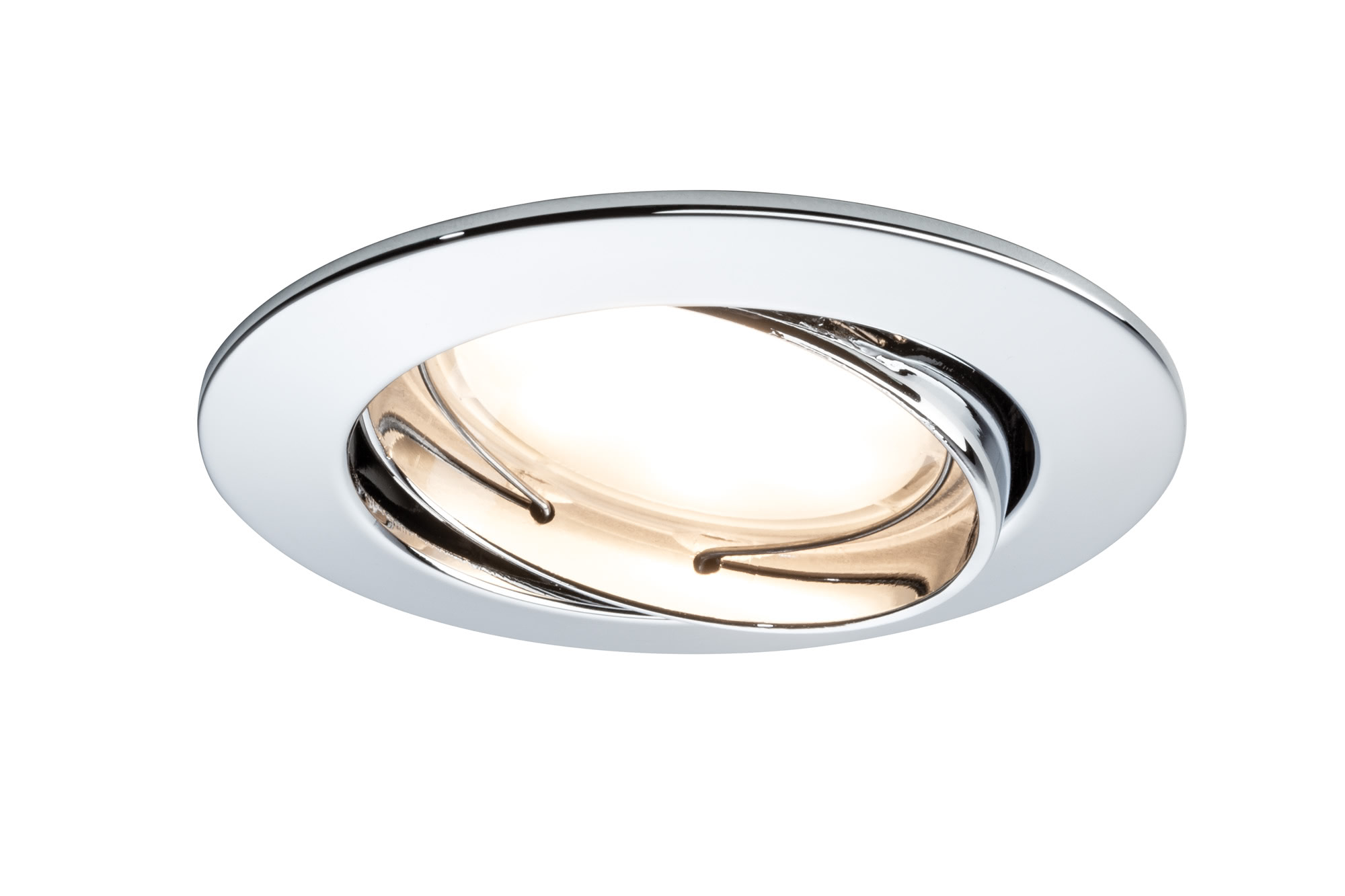 Recessed luminaire LED Coin satined round 6.8W chrome 1-piece set, swivelling