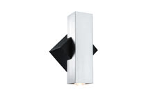 Special Line surface-mounted wall light, Flame square, LED, alu brushed / black, 2x1W