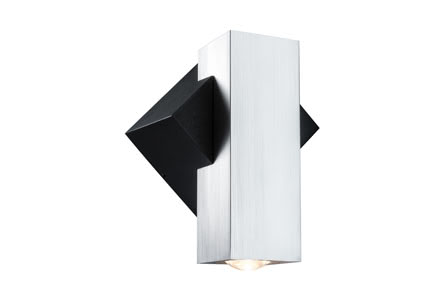 Special Line surface-mounted wall light, Flame square, LED, alu brushed / black, 1x1W