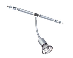 94007 Комплект светильников Spot Basil 5x20W GU5,3 Chr-m The 5-lamp halogen 12В V spot set -Basil- has a total output of 100В watt. It can be used in either a cable or rail system using the 2 adapters included on delivery. All you need is the corresponding basic set with min. 100В watt (max. 150В watt), and your lighting system is ready. 940.07 Paulmann
