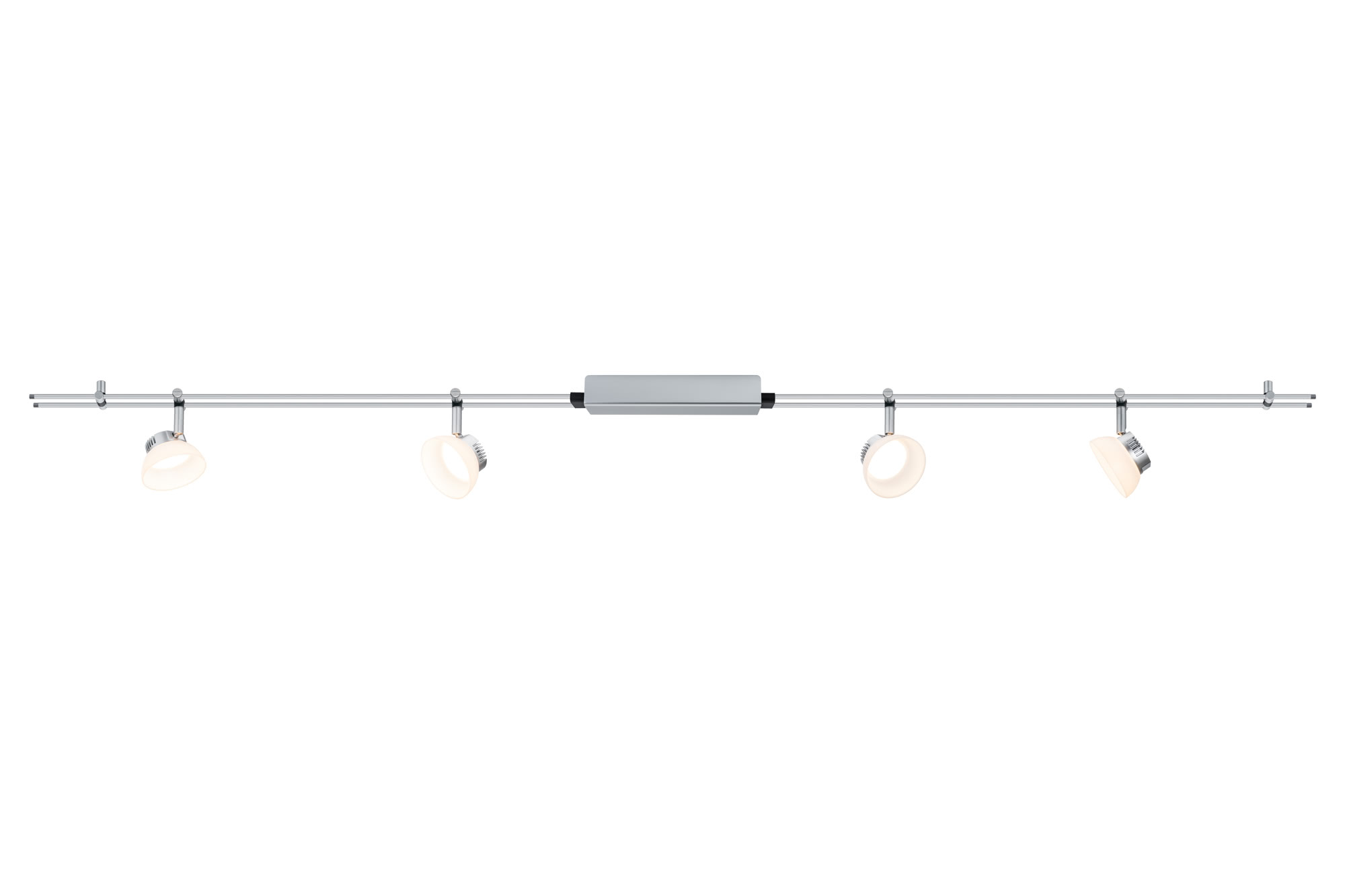 95194 RS DC Set GlassLED I 4x4W Chr-m 30VA IceLED, the 4-lamp 12В volt LED rail system with a total output of 16В W, impresses with its energy-saving 12 volt technology. The brilliant light creates a pleasant atmosphere in any living area. The system is suitable for wall and ceiling mounting. 951.94 Paulmann