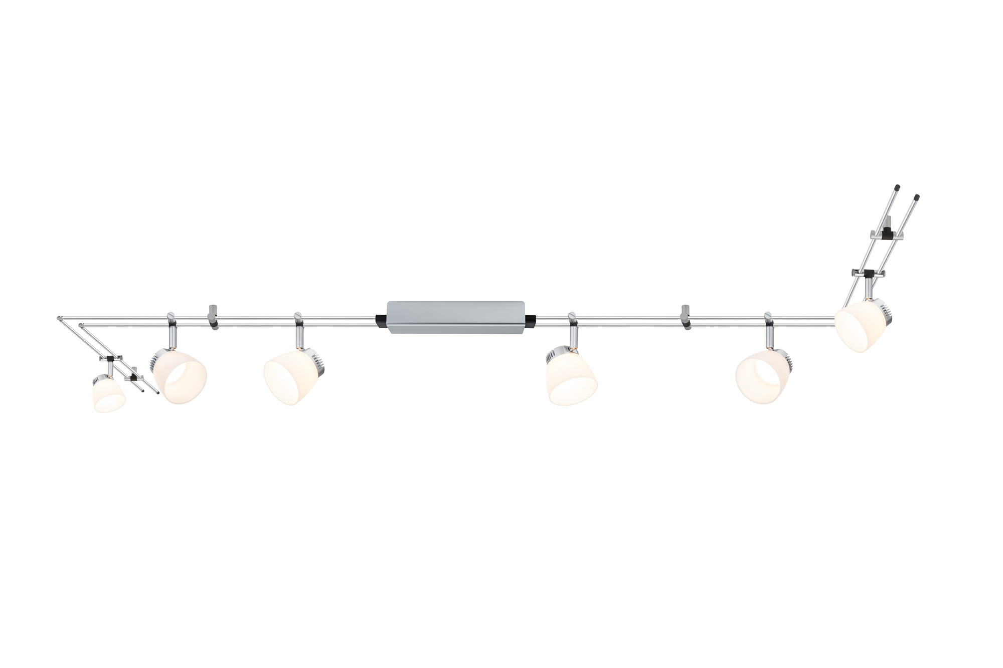 95197 RS DC Set GlassLED II 6x4W Chr-m 30VA IceLED, the 6-lamp 12В volt LED rail system with a total output of 24В W, impresses with its energy-saving 12 volt technology. The brilliant light creates a pleasant atmosphere in any living area. The system is suitable for wall and ceiling mounting. 951.97 Paulmann