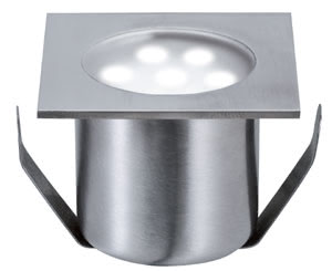 98870 Светильник встраиваемый LED 4x0,6W IP 65 сталь The Mini Special Line floor recessed luminaire gives you the option of creating lighting accents outdoors as well as indoors. This stainless steel recessed luminaire conforms to protection class IP65, which guarantees to be protected from spray from all directions and to be rust-free. It is suitable for installation in exterior areas subject to pedestrian traffic вЂ“ the Mini Special Line can withstand a weight of up to 500В kg without any problem. 988.70 Paulmann